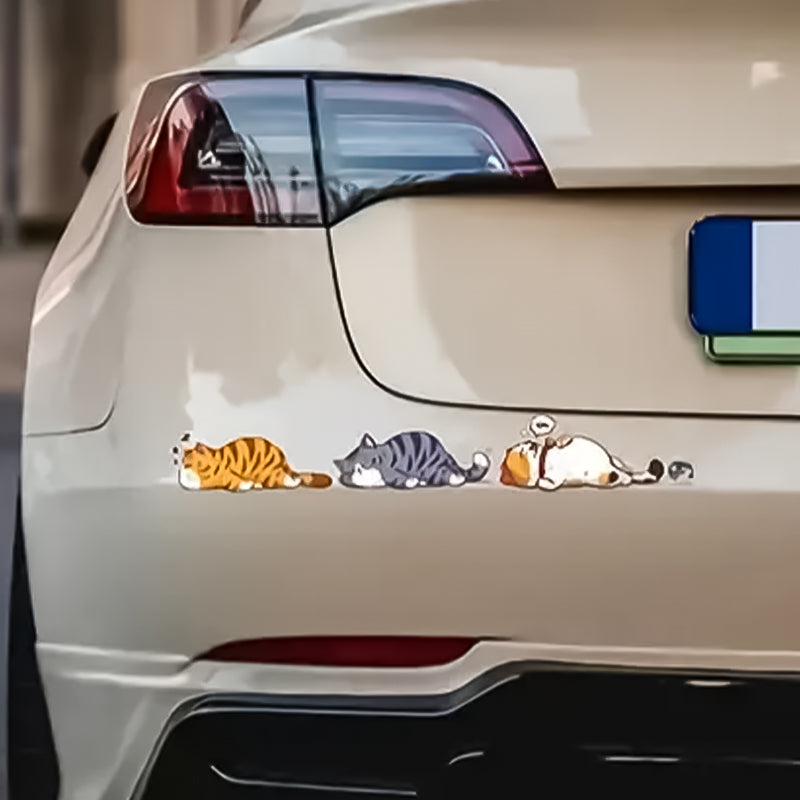 Kreativer Cartoon Katzen Motorrad Auto Aufkleber