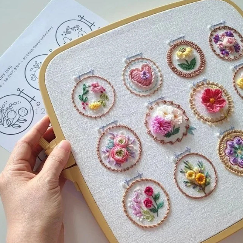 Kleiner Blumenrahmen Stickereiset