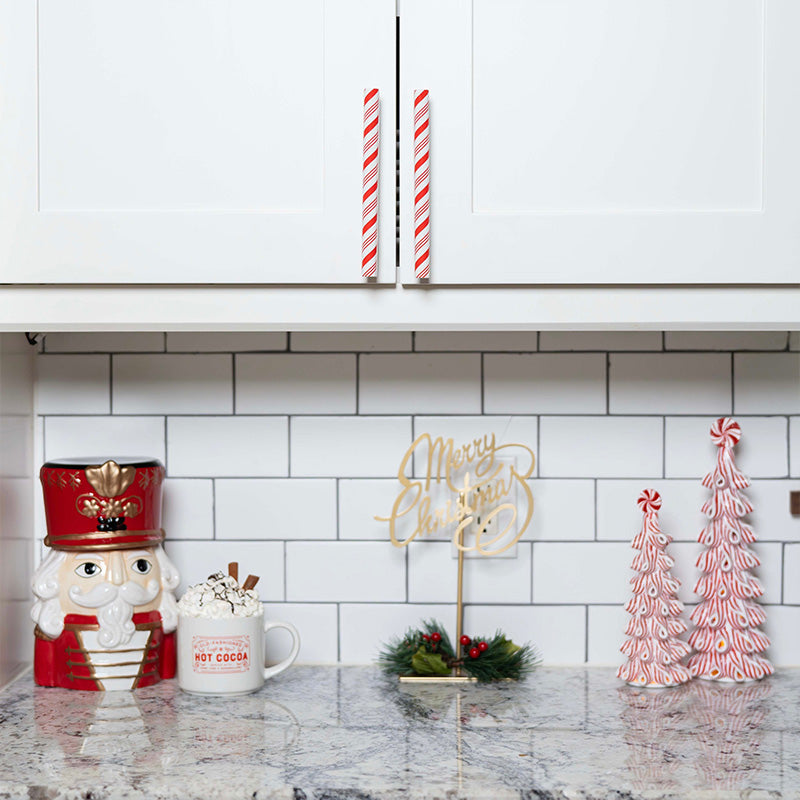 Weihnachtsknopfabdeckung mit Pfefferminzmotiv