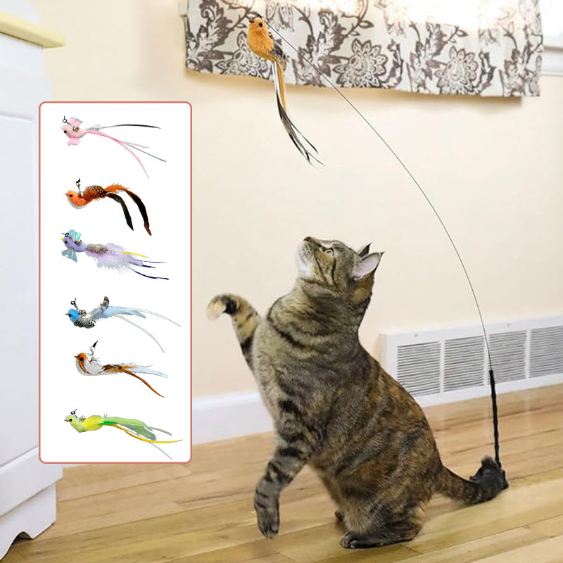 Katzenspielzeugstab in Form eines simulierten Vogels