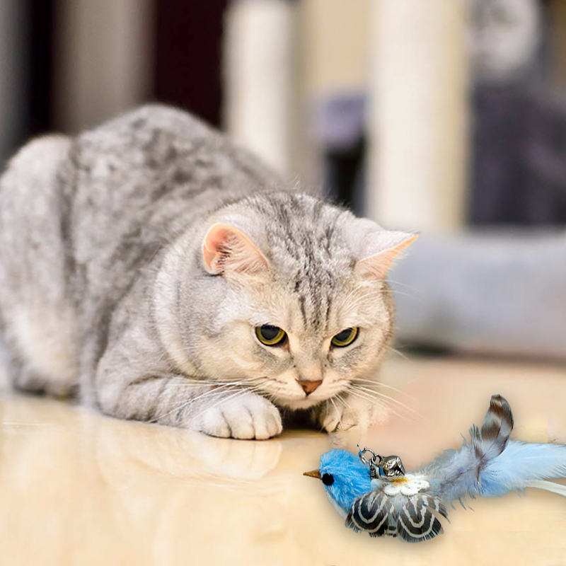 Katzenspielzeugstab in Form eines simulierten Vogels
