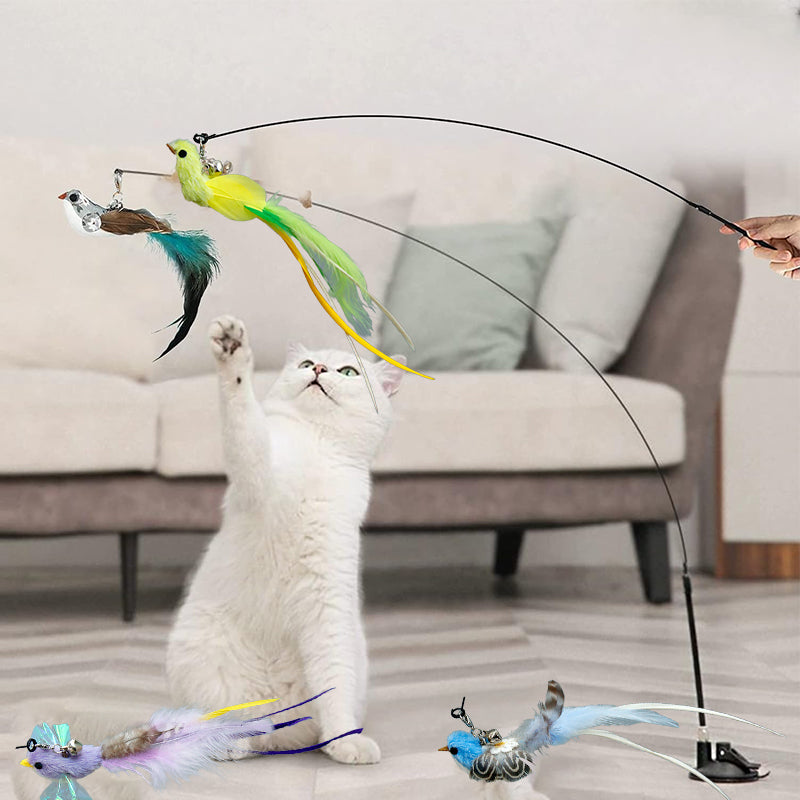 Katzenspielzeugstab in Form eines simulierten Vogels