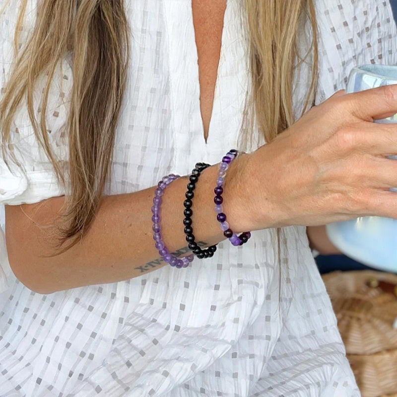 Amethyst-Stressabbau Perlenarmband