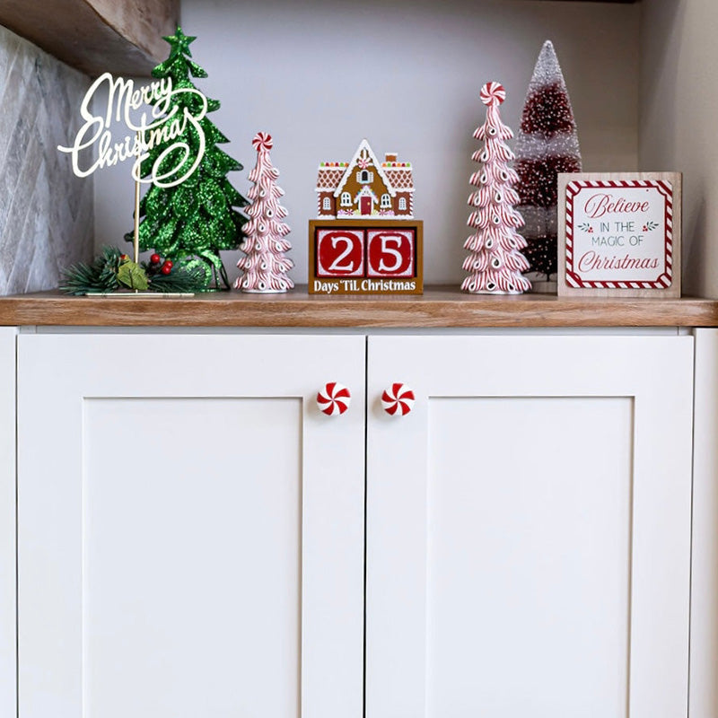 Weihnachtsknopfabdeckung mit Pfefferminzmotiv