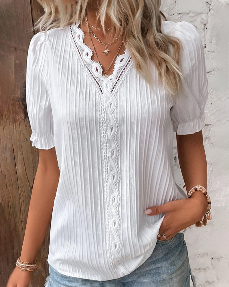Elegant V-Neck Lace Top