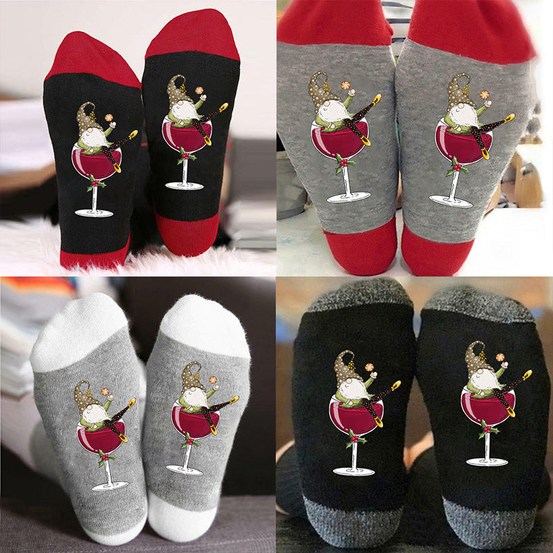 Kreative Weinglas Unisex Crew Socken