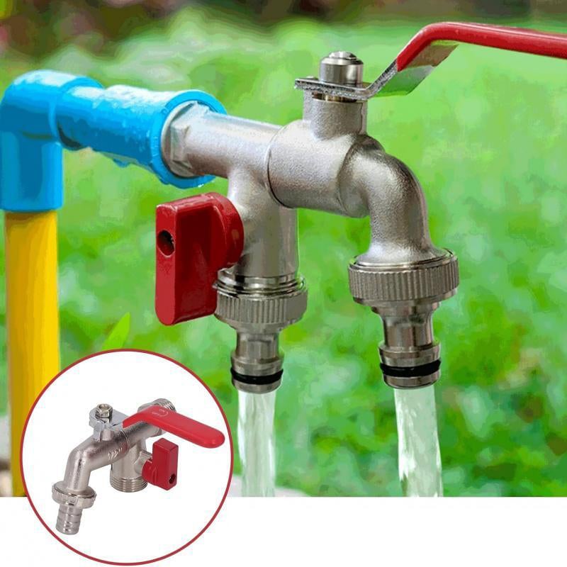 Wasserhahn mit zwei Auslässen aus Zinklegierung für die Gartenarbeit