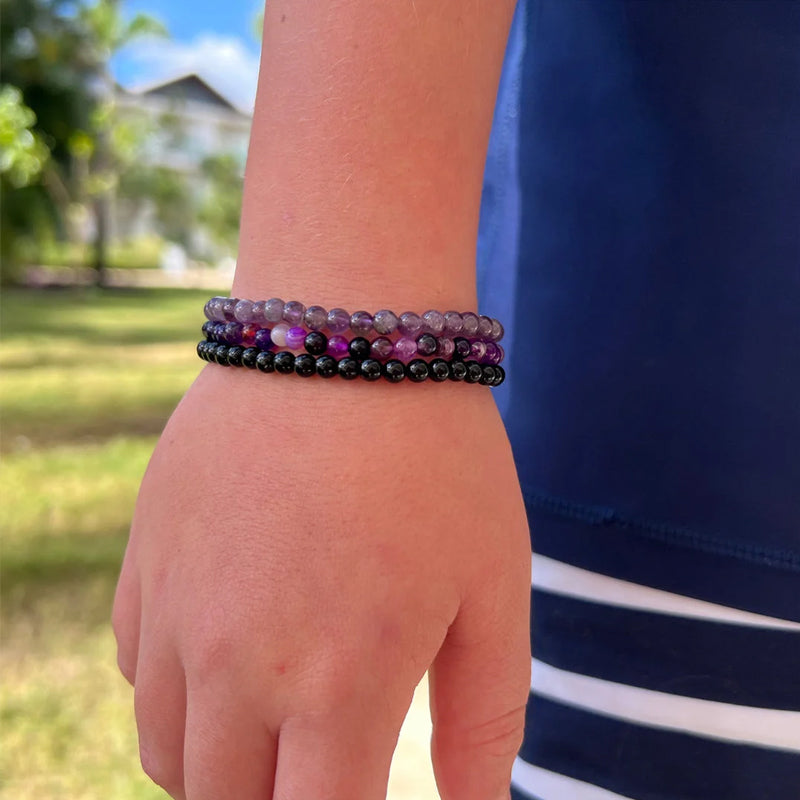 Amethyst-Stressabbau Perlenarmband