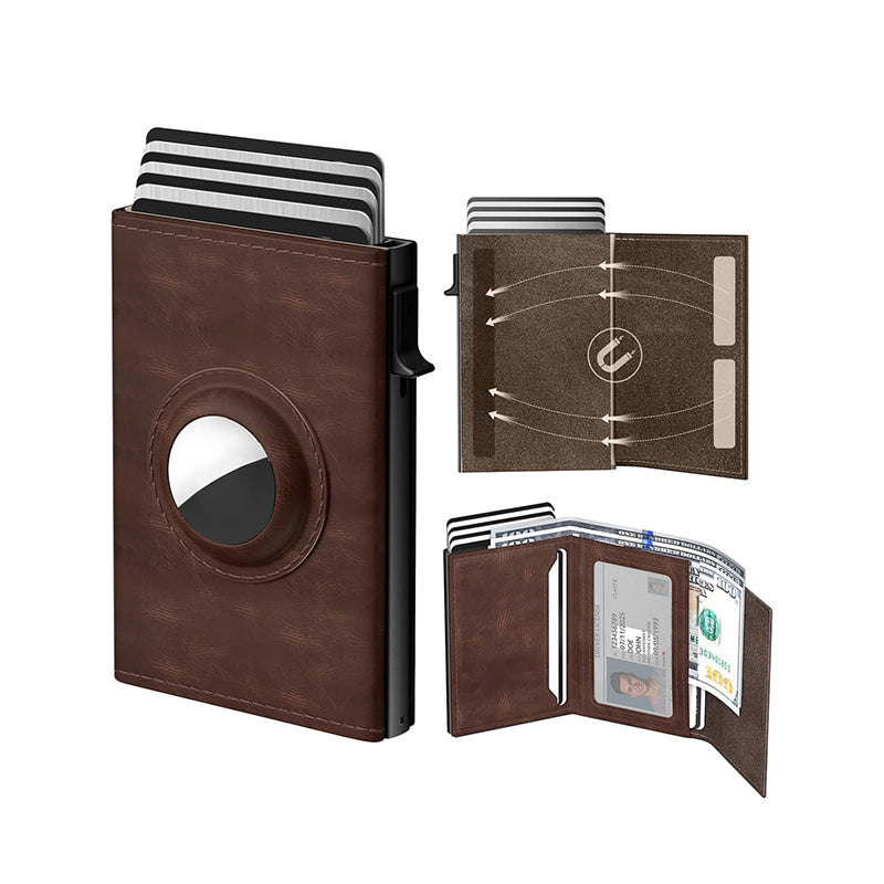 Klappbrieftasche aus Leder mit großem Fassungsvermögen