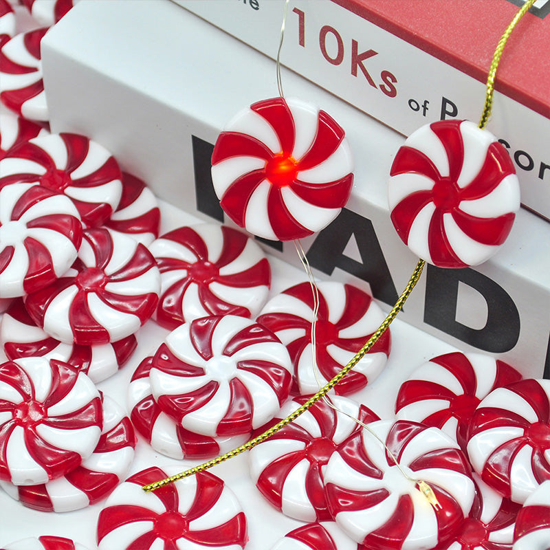 Weihnachtsknopfabdeckung mit Pfefferminzmotiv