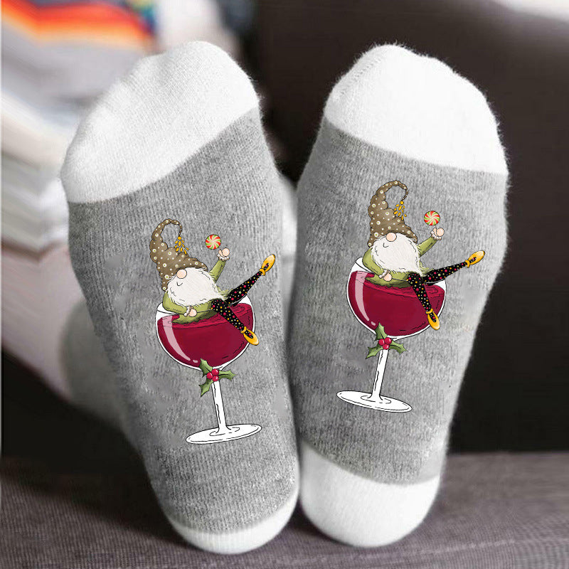 Kreative Weinglas Unisex Crew Socken