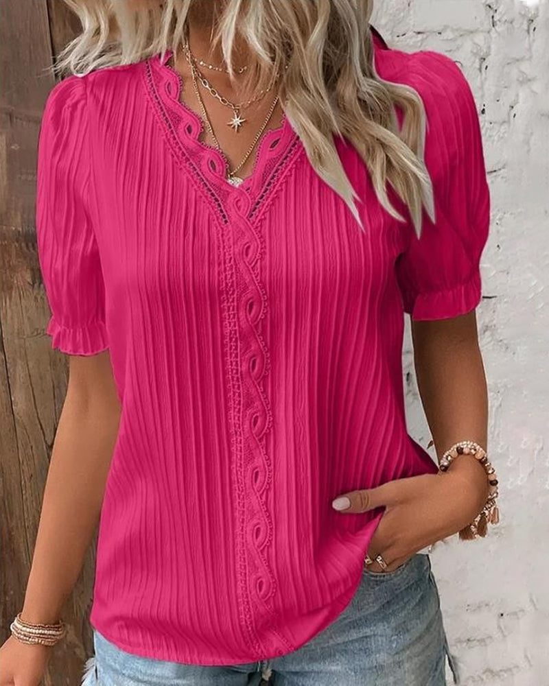 Elegant V-Neck Lace Top