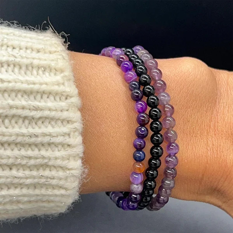Amethyst-Stressabbau Perlenarmband