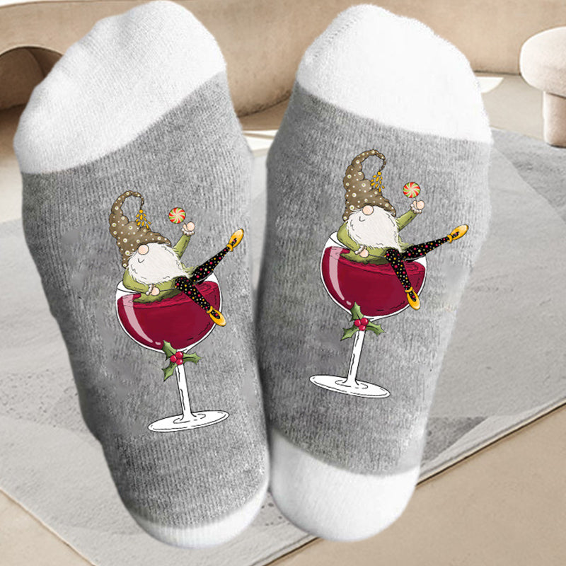 Kreative Weinglas Unisex Crew Socken