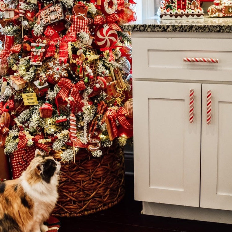 Weihnachtsknopfabdeckung mit Pfefferminzmotiv