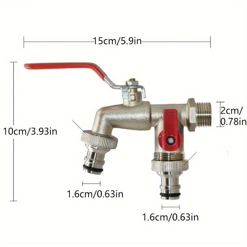 Wasserhahn mit zwei Auslässen aus Zinklegierung für die Gartenarbeit
