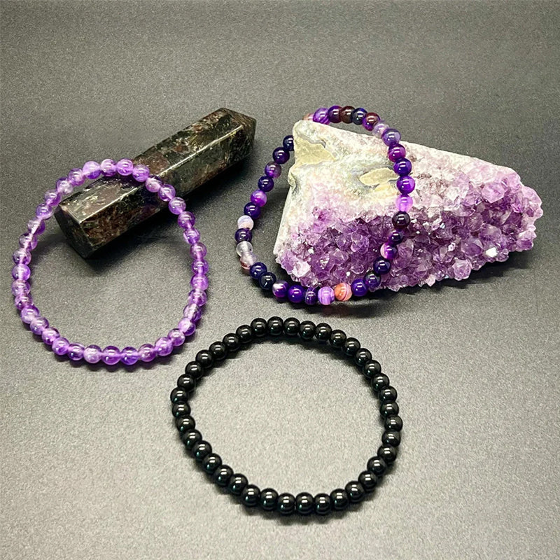 Amethyst-Stressabbau Perlenarmband