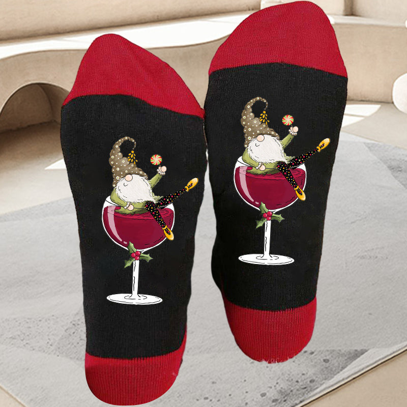 Kreative Weinglas Unisex Crew Socken