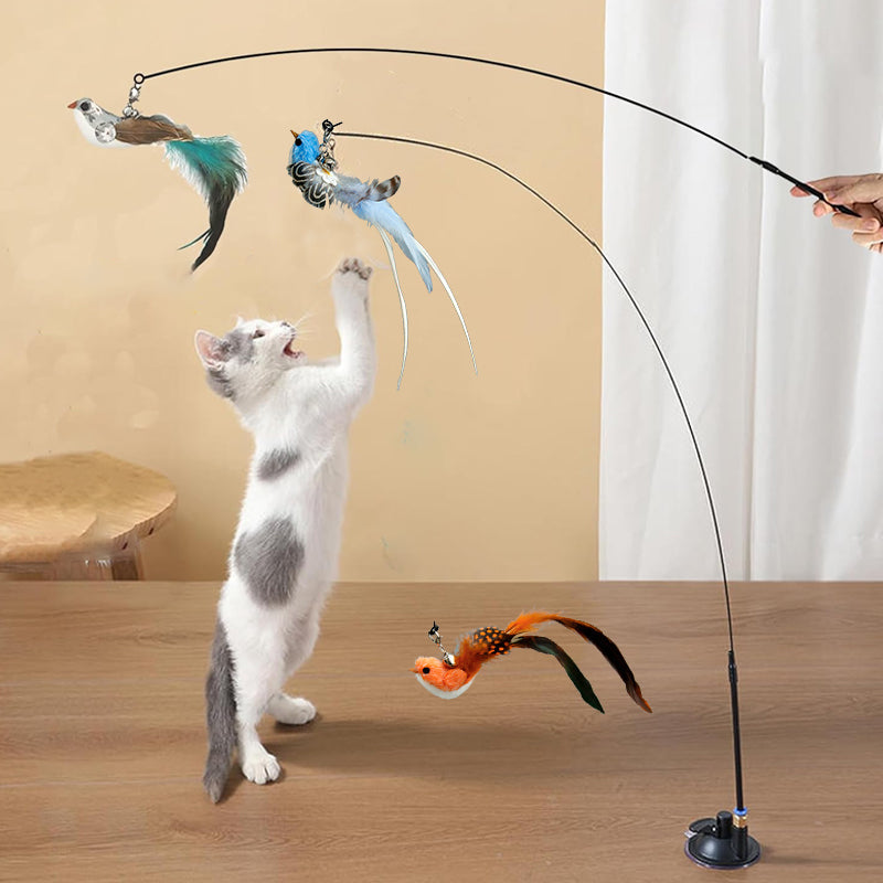 Katzenspielzeugstab in Form eines simulierten Vogels