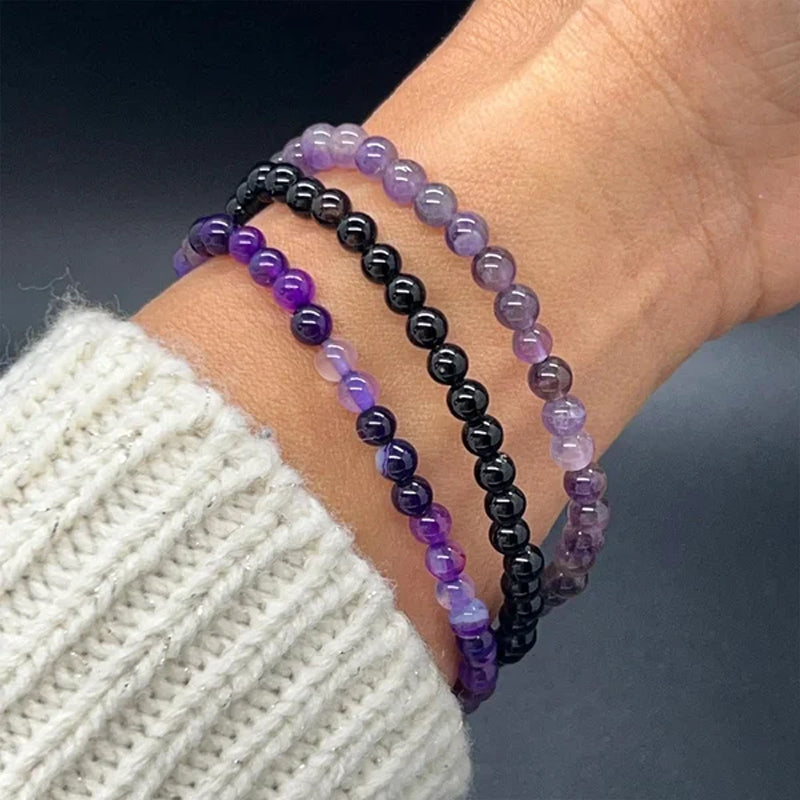 Amethyst-Stressabbau Perlenarmband