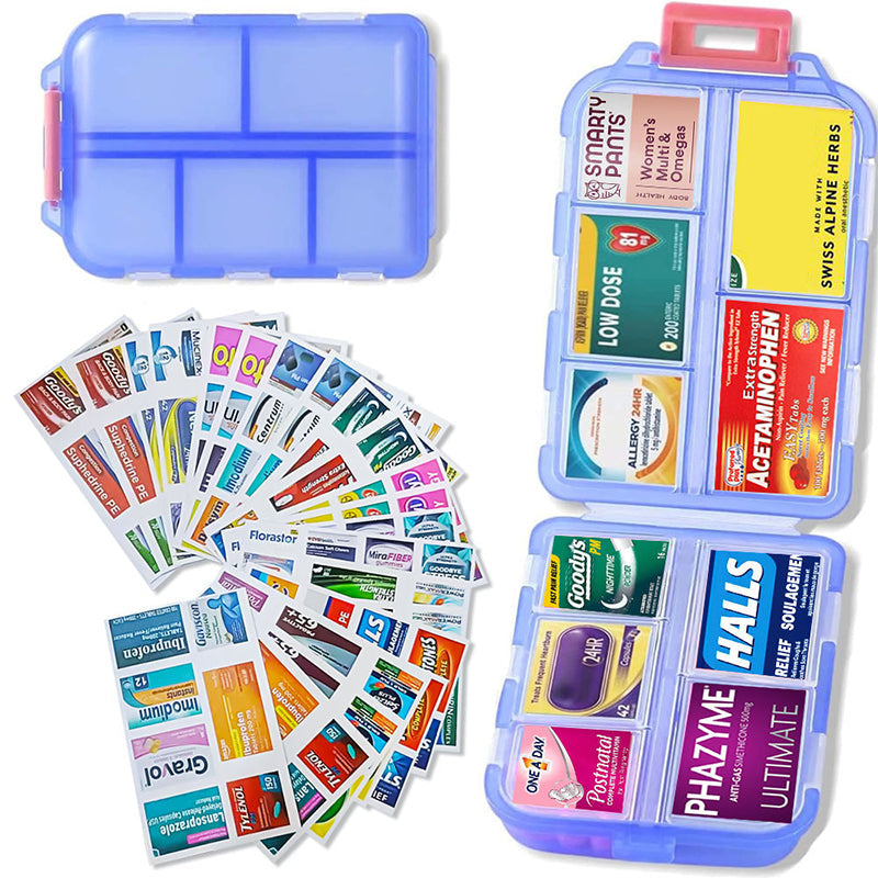 Reise-Pillenbox (161 Etiketten zur Personalisierung)