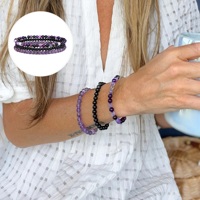 Amethyst-Stressabbau Perlenarmband