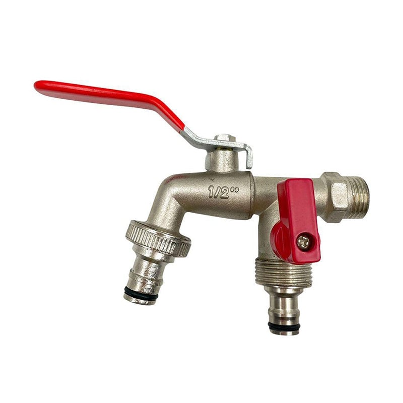 Wasserhahn mit zwei Auslässen aus Zinklegierung für die Gartenarbeit
