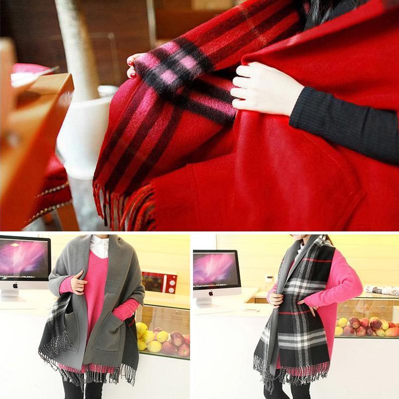 Mode Karierter Schal mit Taschen