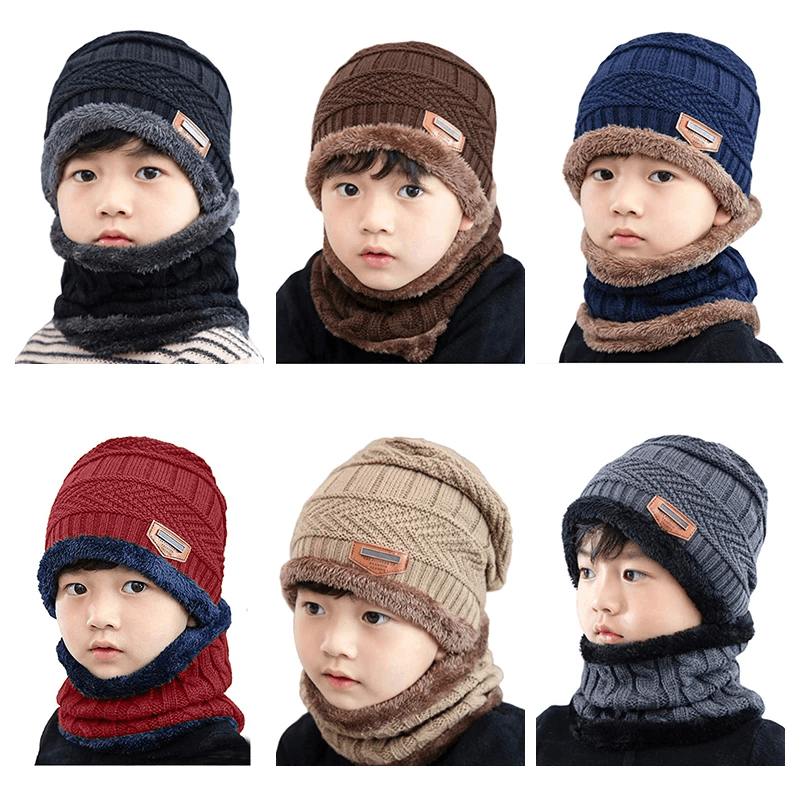 Engeliebe Warme Strickmütze mit Schal ( Erwachsene und Kinder )