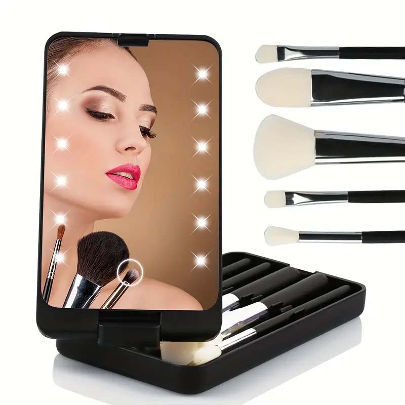 Reise-Make-up-Pinsel-Set mit LED-Licht