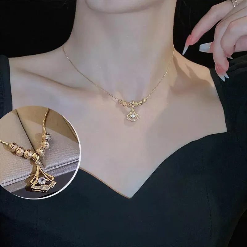 Diamant Ginkgo biloba Mode Schlüsselbein Halskette