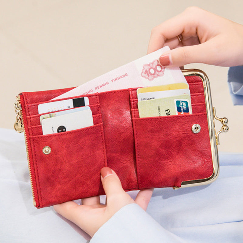 Mini Fashion Damen quadratische kurze Geldbörse