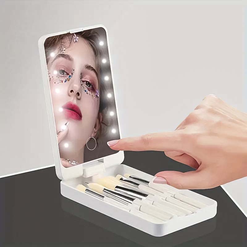 Reise-Make-up-Pinsel-Set mit LED-Licht