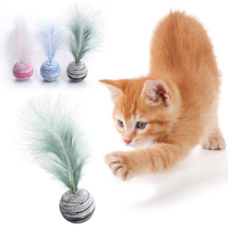 Interaktiver Spielzeugspielball der Katze mit Feder