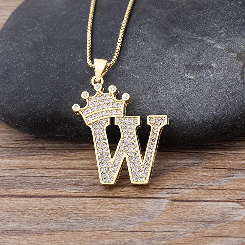 A-Z Crown Letter Anhänger Halskette