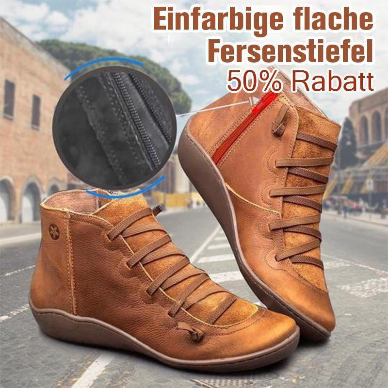 Einfarbige flache Fersenstiefel