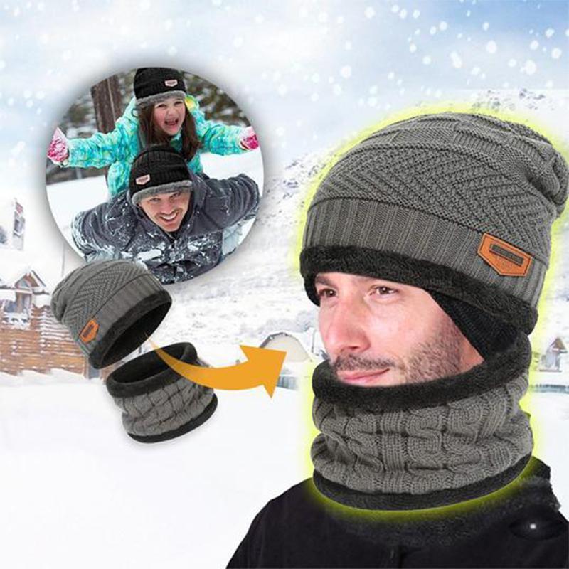 Engeliebe Warme Strickmütze mit Schal ( Erwachsene und Kinder )