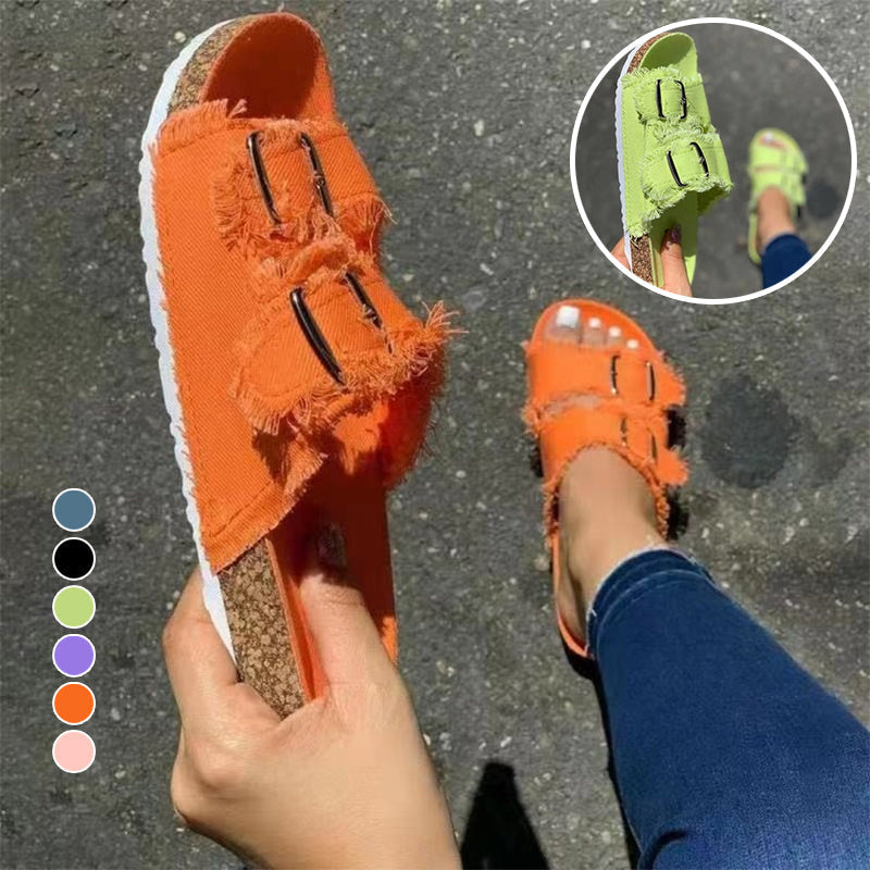 Sommerliche Einfarbige Sandalen Mit Schnalle