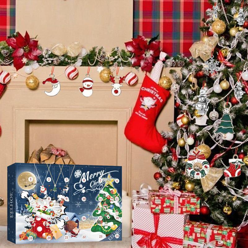 2021 Weihnachten 24 Tage Countdown Kalender Anhänger Blind Box