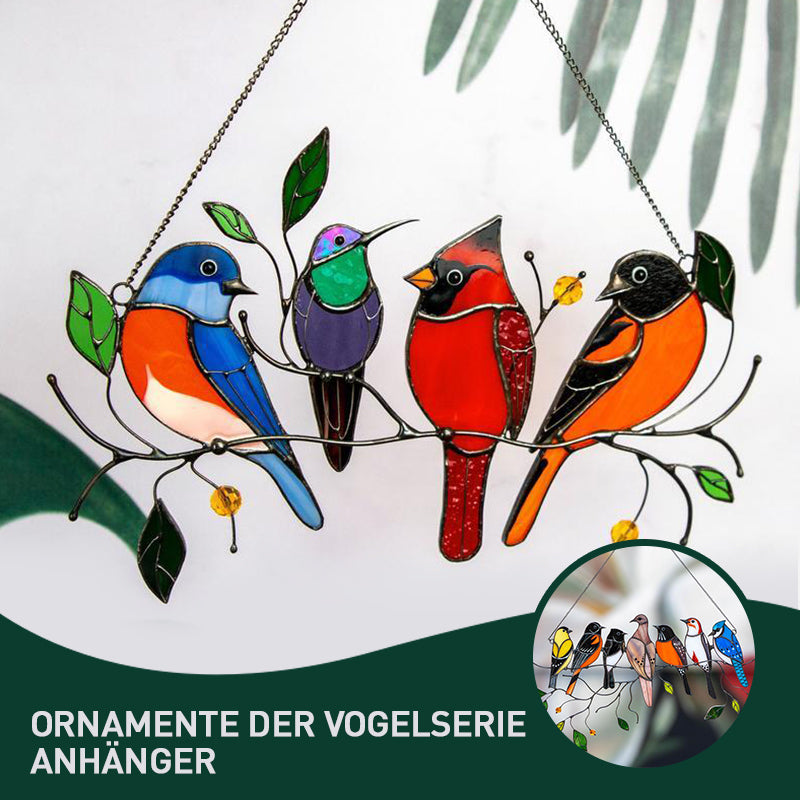 Vögel Glasmalerei Fensterbehänge🎁Muttertag Absatzförderung🐦