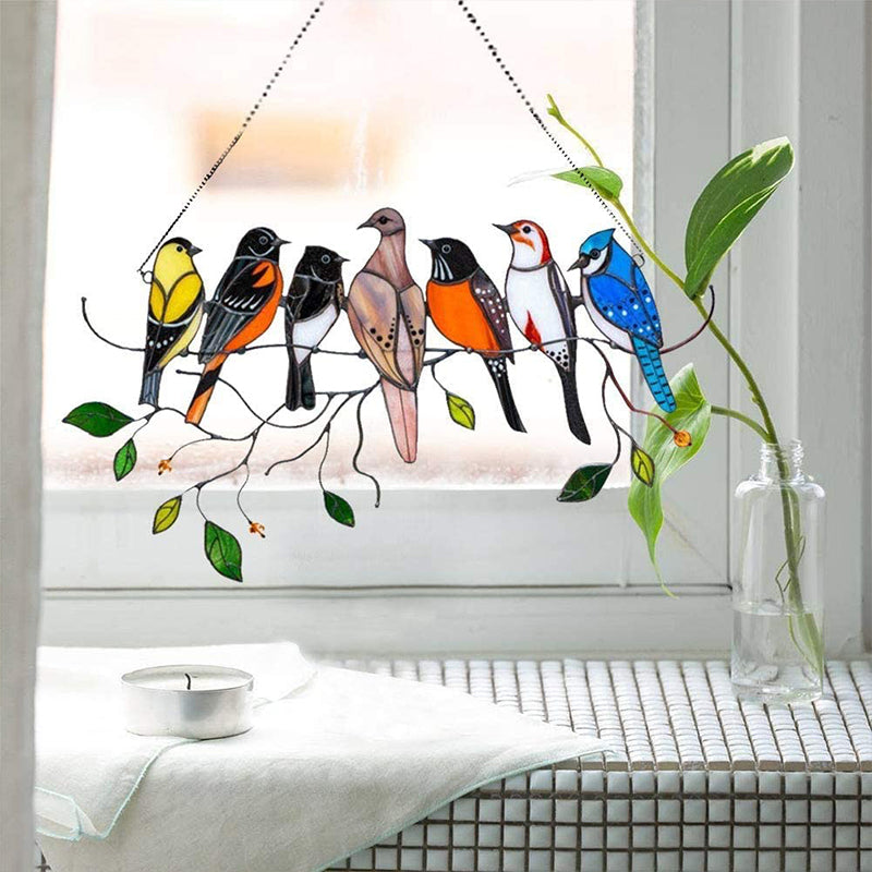 Vögel Glasmalerei Fensterbehänge🎁Muttertag Absatzförderung🐦