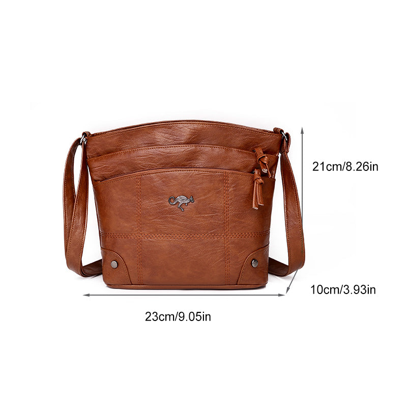 Umhängetasche mit mehreren Taschen aus weichem Leder