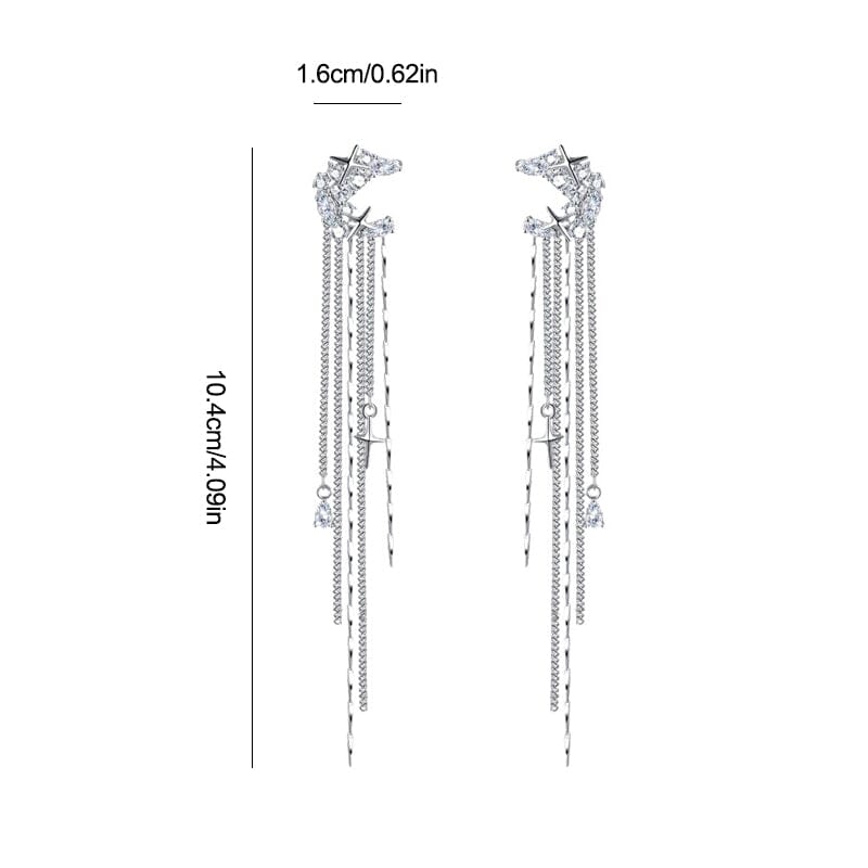 Zirkon Sterne C-Form Quasten Ohrclips
