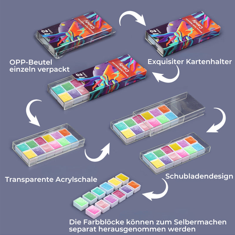 Hochwertiges festes Metall Aquarellpigment Set