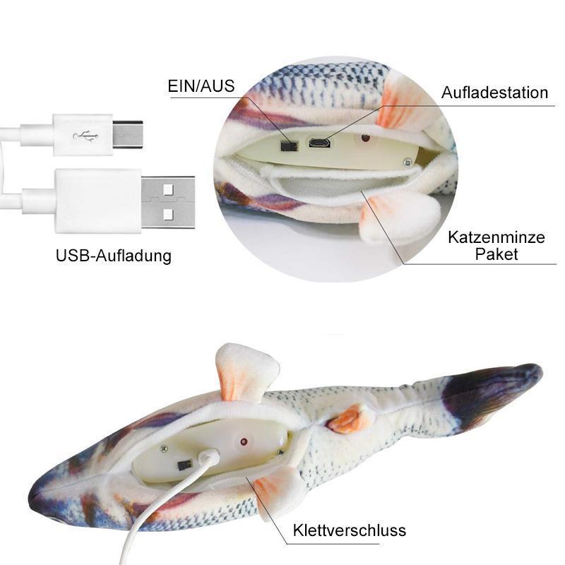 Plüschsimulation USB-Lade Fischspielzeug für Katze und Hund