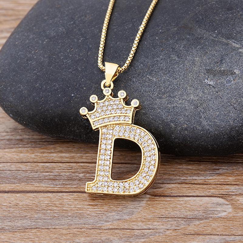 A-Z Crown Letter Anhänger Halskette