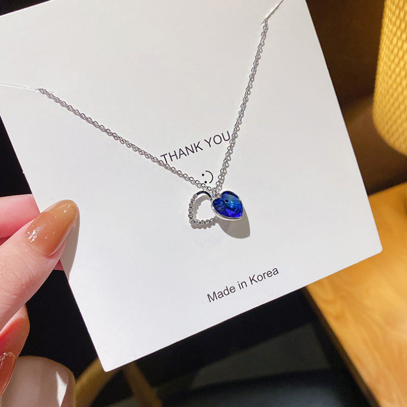 Blaue ozean herzförmige halskette
