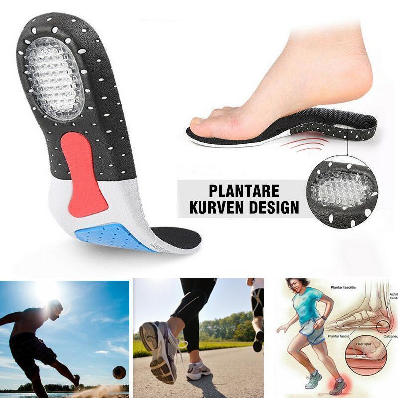 Silikon Orthesen Einlegesohle für Stoßdämpfung, Fußschmerzen und Fasciitis