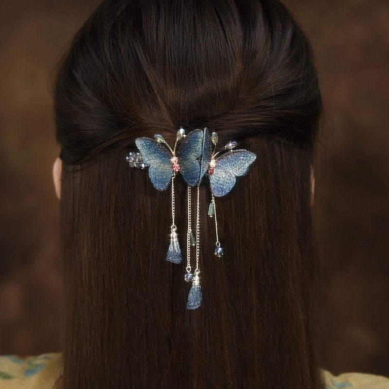 Verträumte Schmetterling Haarspange mit Fransen