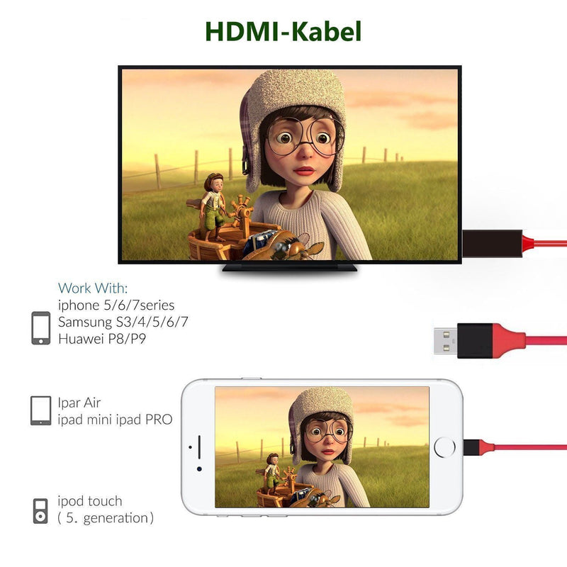 🔥HDMI Kabel, 1080P, Transmit Audio und Video Heimkino für iOS und Android🔥